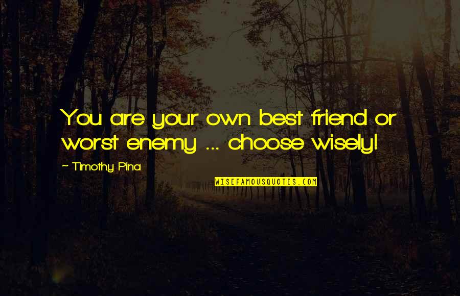 Friend Or Enemy Quotes By Timothy Pina: You are your own best friend or worst