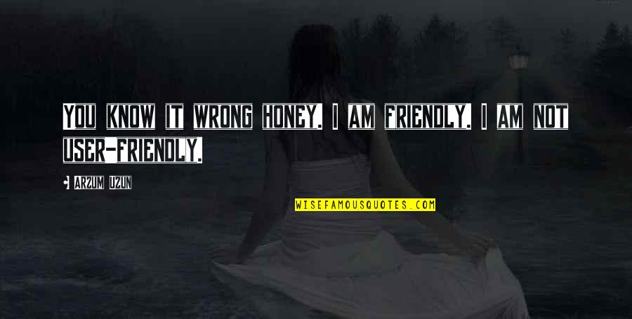 Friend Quotes And Quotes By Arzum Uzun: You know it wrong honey. I am friendly.