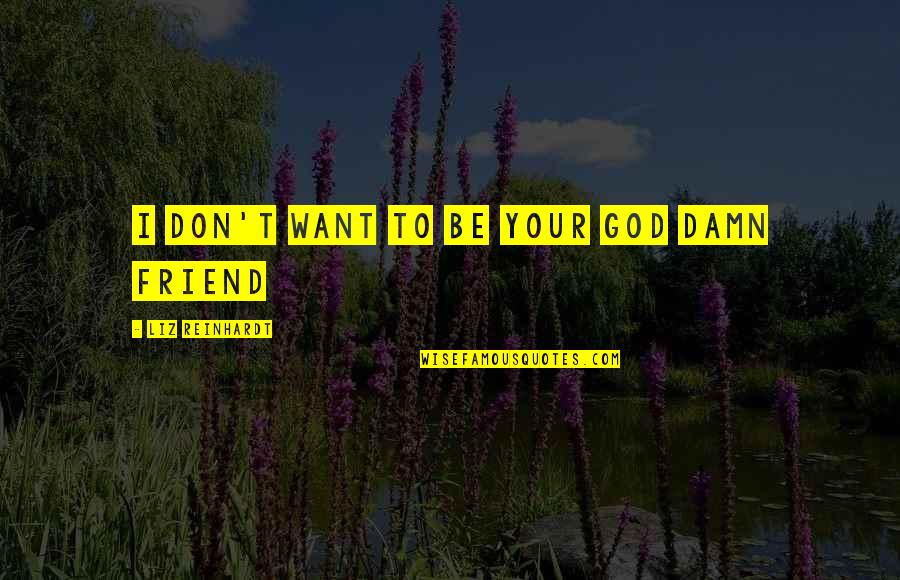 Friend With God Quotes By Liz Reinhardt: I don't want to be your God damn