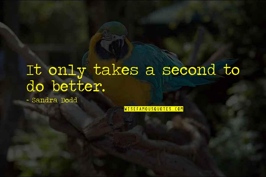 Friendly Reminder Quotes By Sandra Dodd: It only takes a second to do better.