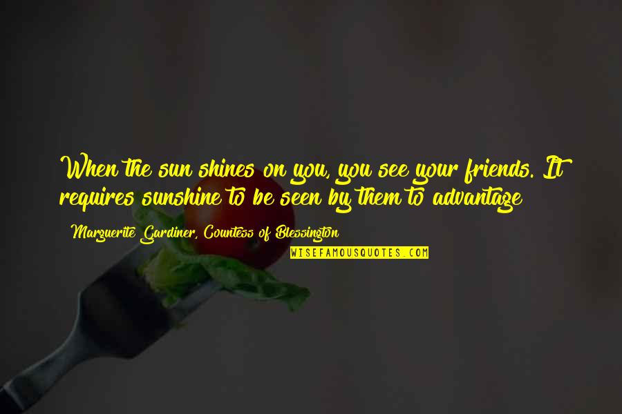 Friends Advantage Quotes By Marguerite Gardiner, Countess Of Blessington: When the sun shines on you, you see