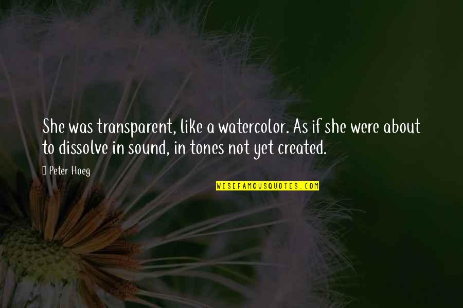 Friends And Having Fun Quotes By Peter Hoeg: She was transparent, like a watercolor. As if