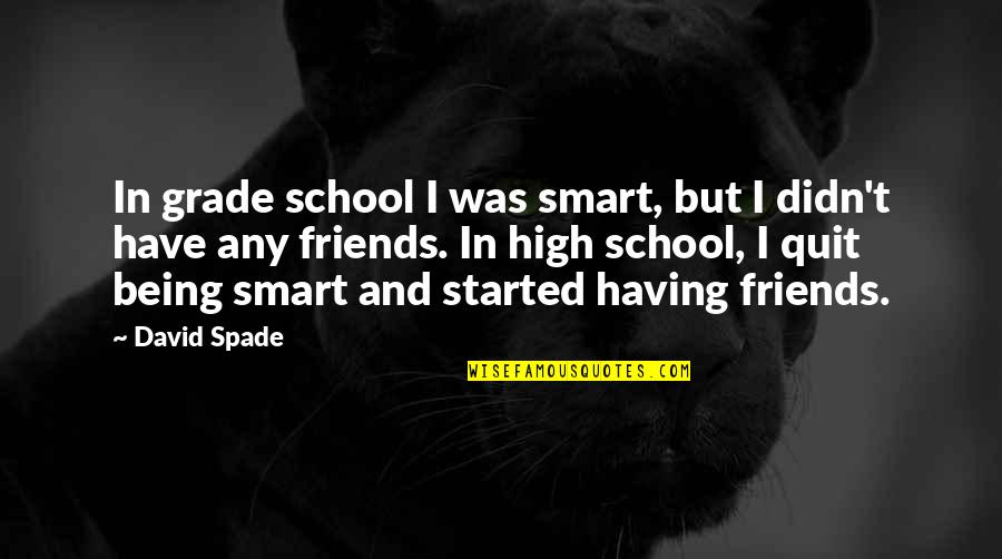 Friends And High School Quotes By David Spade: In grade school I was smart, but I