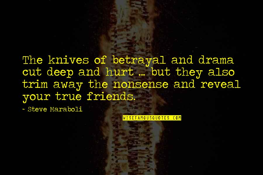 Friends And True Friends Quotes By Steve Maraboli: The knives of betrayal and drama cut deep