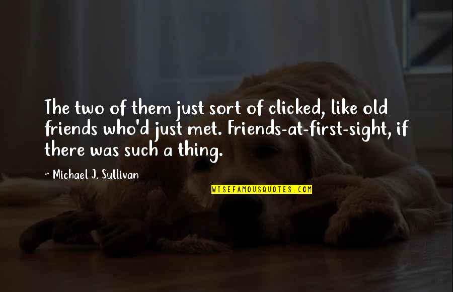 Friends At First Sight Quotes By Michael J. Sullivan: The two of them just sort of clicked,