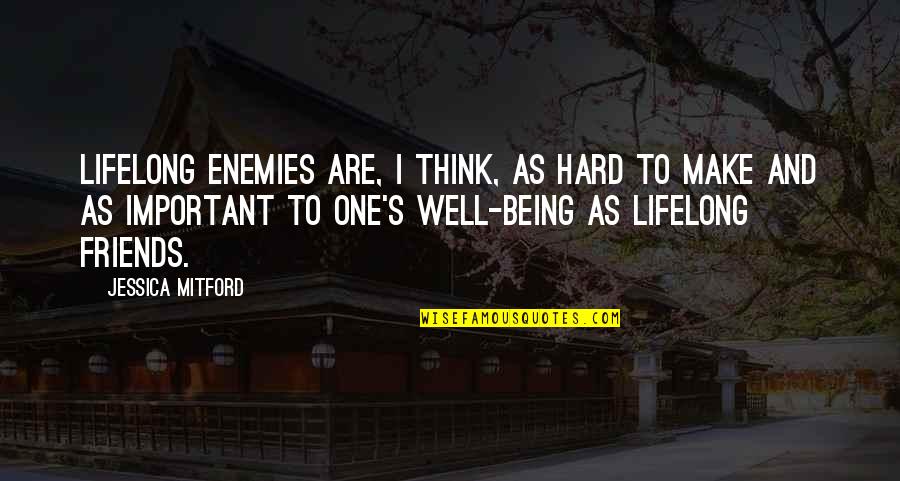 Friends Being Enemies Quotes By Jessica Mitford: Lifelong enemies are, I think, as hard to