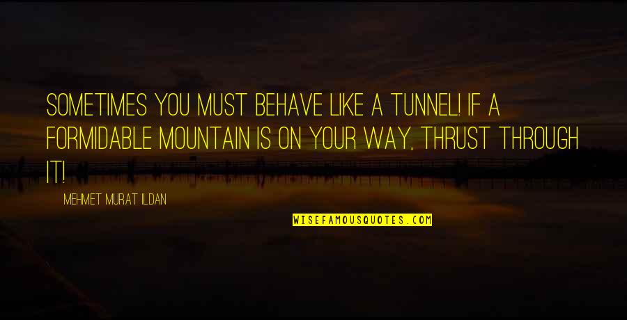 Friends Being There For You During Hard Times Quotes By Mehmet Murat Ildan: Sometimes you must behave like a tunnel! If