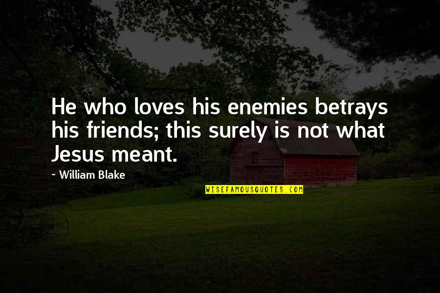 Friends Betrayal Quotes By William Blake: He who loves his enemies betrays his friends;