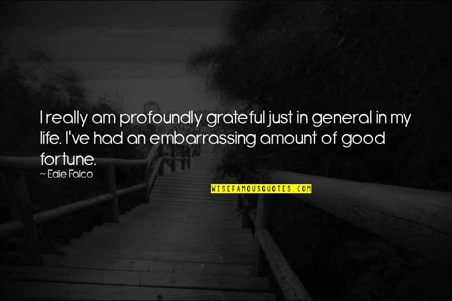 Friends Brighten Your Day Quotes By Edie Falco: I really am profoundly grateful just in general