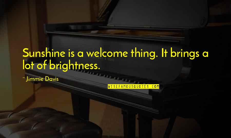 Friends Celebrate Quotes By Jimmie Davis: Sunshine is a welcome thing. It brings a