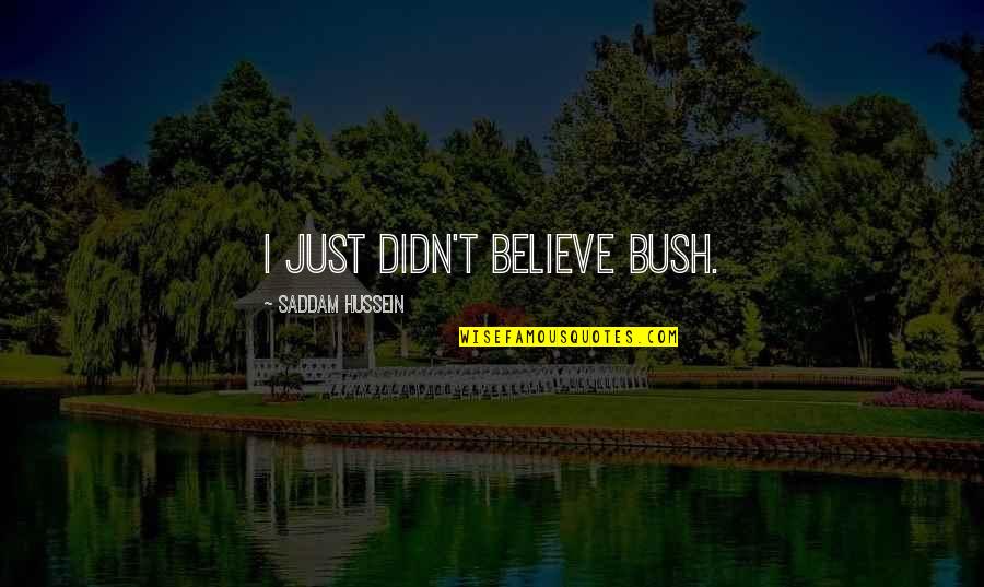 Friends Coolness Quotes By Saddam Hussein: I just didn't believe Bush.