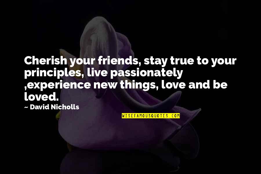Friends David Quotes By David Nicholls: Cherish your friends, stay true to your principles,