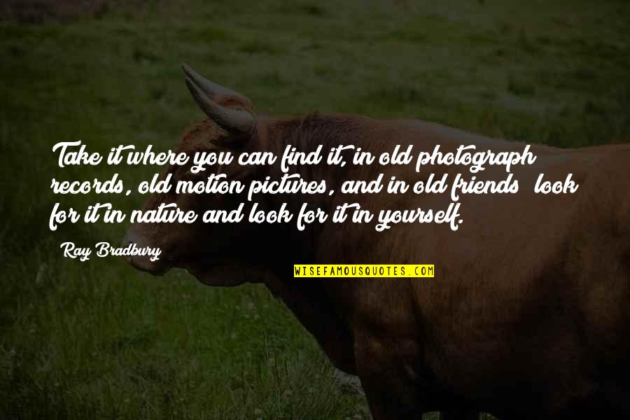 Friends For Pictures Quotes By Ray Bradbury: Take it where you can find it, in