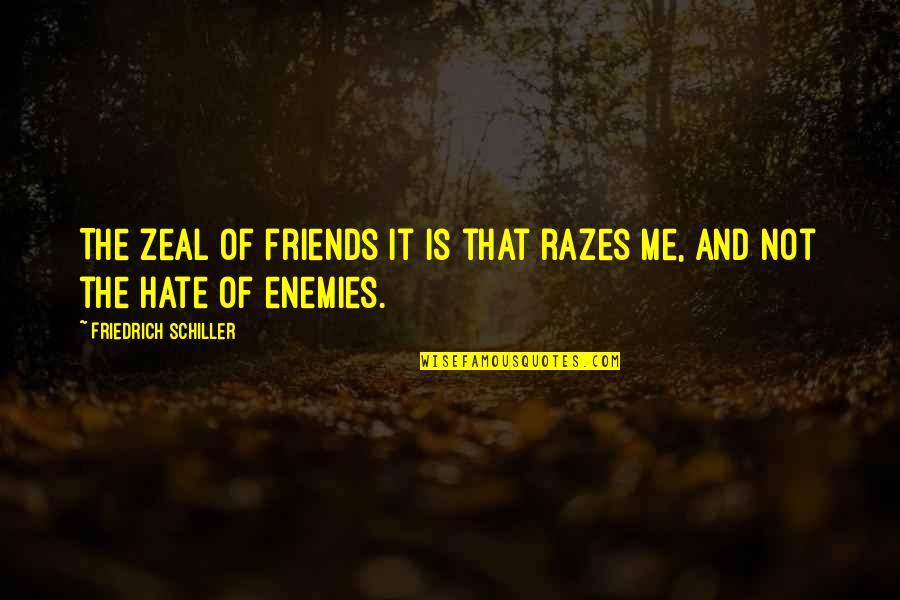 Friends Hate Me Quotes By Friedrich Schiller: The zeal of friends it is that razes Friends Hate Me Quotes By Friedrich Schiller: The zeal of friends it is that razes