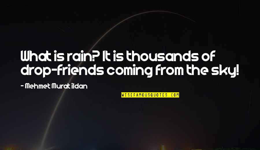 Friends In The Rain Quotes By Mehmet Murat Ildan: What is rain? It is thousands of drop-friends
