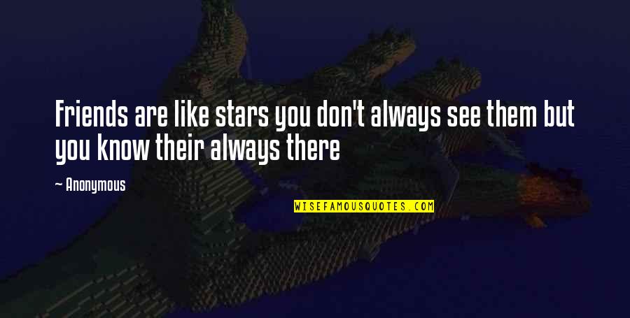 Friends Like Stars Quotes By Anonymous: Friends are like stars you don't always see