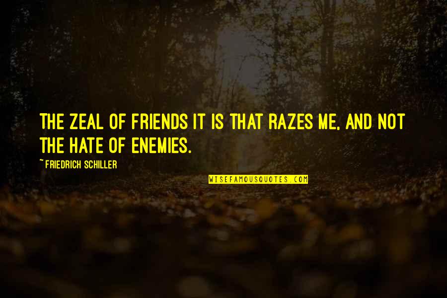 Friends Not Enemies Quotes By Friedrich Schiller: The zeal of friends it is that razes