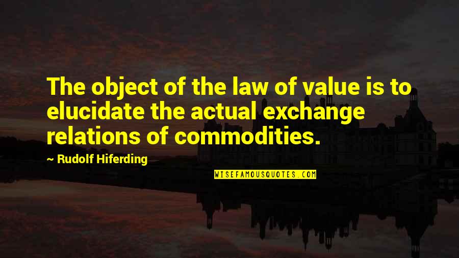 Friends Past And Present Quotes By Rudolf Hiferding: The object of the law of value is