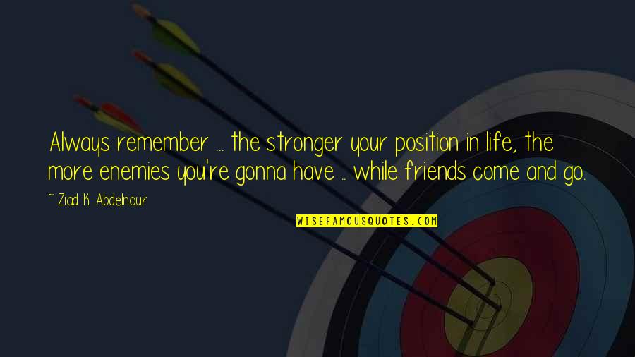 Friends They Come And They Go Quotes By Ziad K. Abdelnour: Always remember ... the stronger your position in