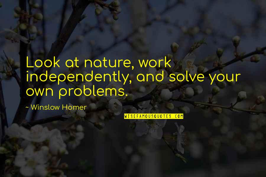 Friends Who Ignore U Quotes By Winslow Homer: Look at nature, work independently, and solve your