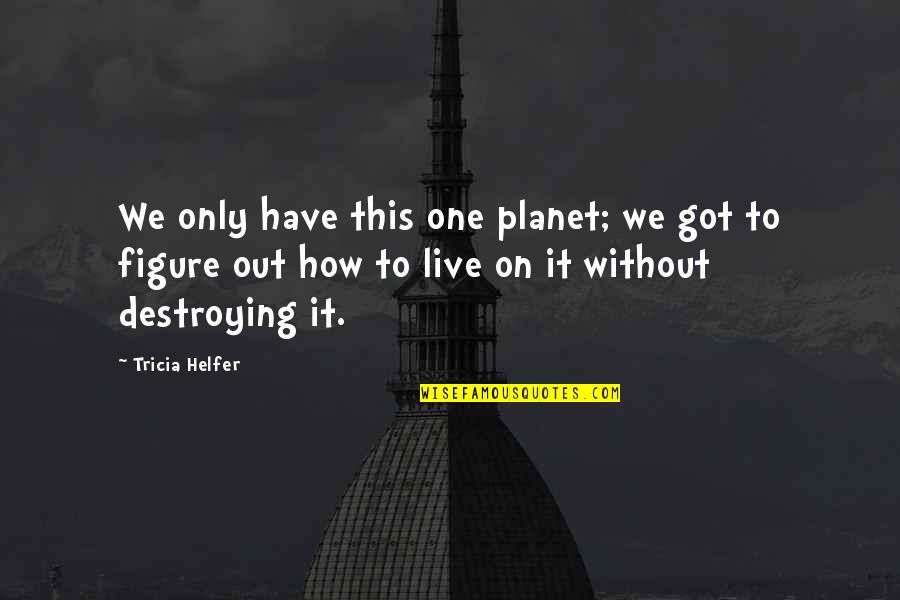 Friends You Hardly See Quotes By Tricia Helfer: We only have this one planet; we got Friends You Hardly See Quotes By Tricia Helfer: We only have this one planet; we got