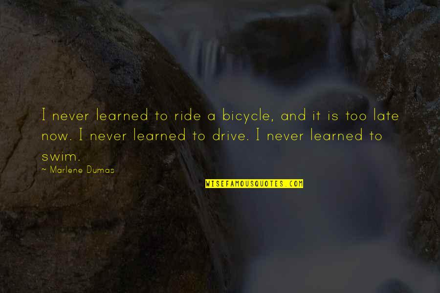 Friends You Have Lost Quotes By Marlene Dumas: I never learned to ride a bicycle, and