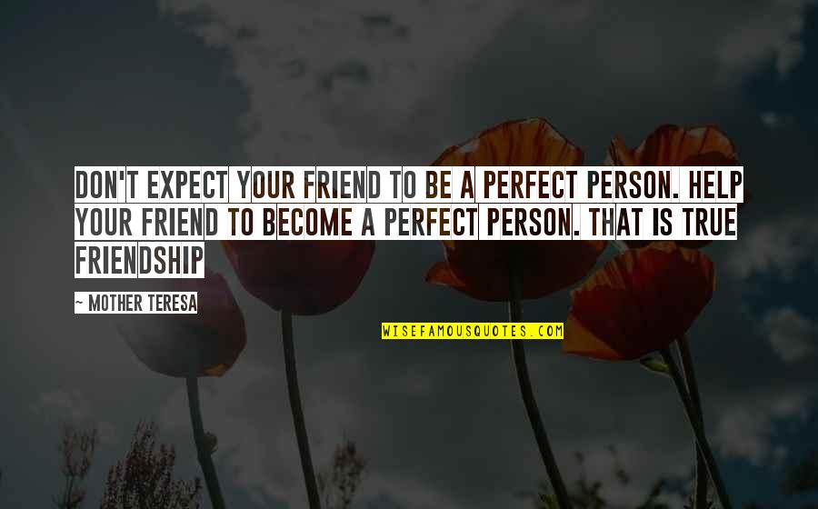 Friendship And Help Quotes By Mother Teresa: Don't expect your friend to be a perfect Friendship And Help Quotes By Mother Teresa: Don't expect your friend to be a perfect