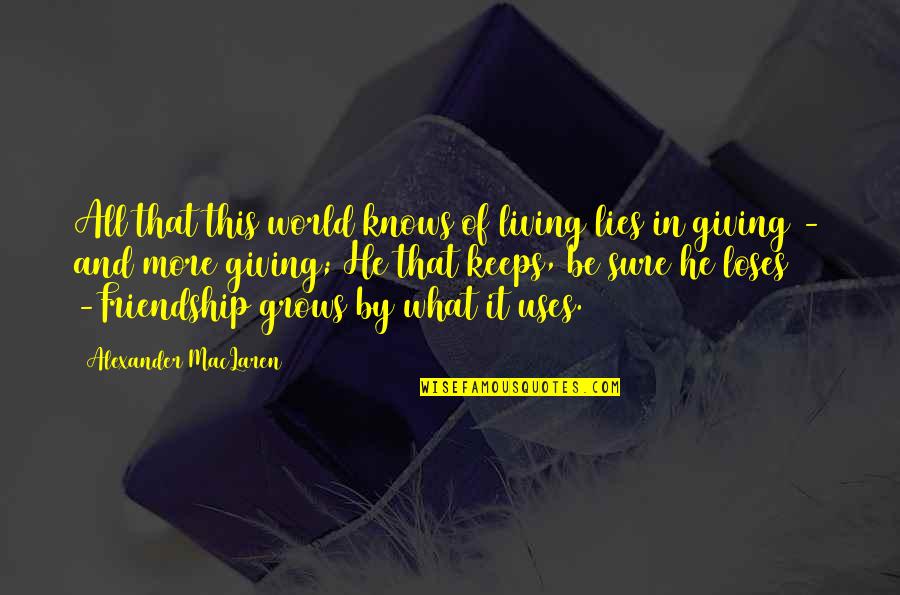 Friendship And Lies Quotes By Alexander MacLaren: All that this world knows of living lies