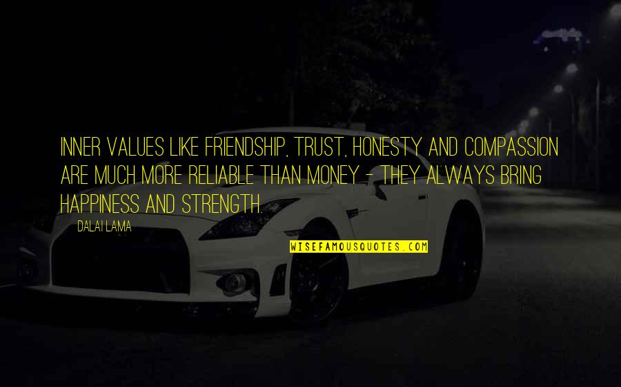 Friendship And Strength Quotes By Dalai Lama: Inner values like friendship, trust, honesty and compassion