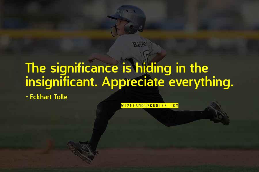 Friendship And Strength Quotes By Eckhart Tolle: The significance is hiding in the insignificant. Appreciate