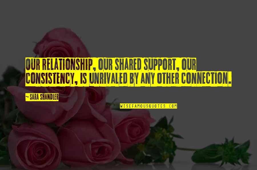 Friendship And Support Quotes By Sara Shandler: Our relationship, our shared support, our consistency, is