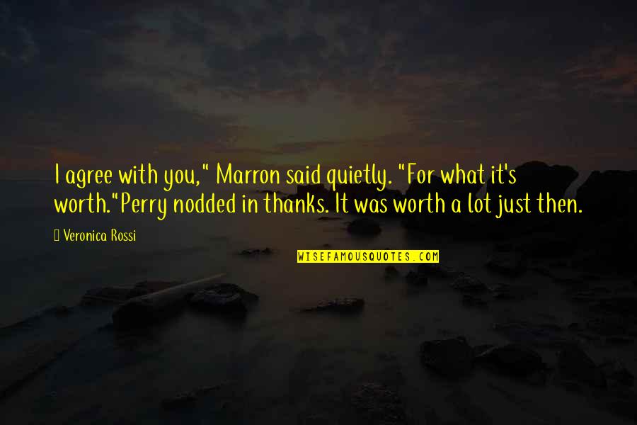 Friendship And Support Quotes By Veronica Rossi: I agree with you," Marron said quietly. "For