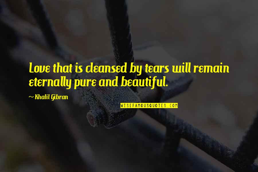 Friendship Beautiful Quotes By Khalil Gibran: Love that is cleansed by tears will remain