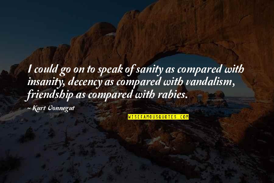 Friendship Compared Quotes By Kurt Vonnegut: I could go on to speak of sanity