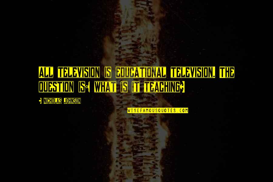 Friendship From Lord Of The Rings Quotes By Nicholas Johnson: All television is educational television. The question is: