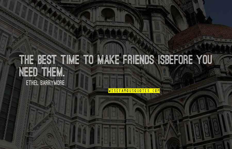 Friendship Funny Quotes By Ethel Barrymore: The best time to make friends isbefore you