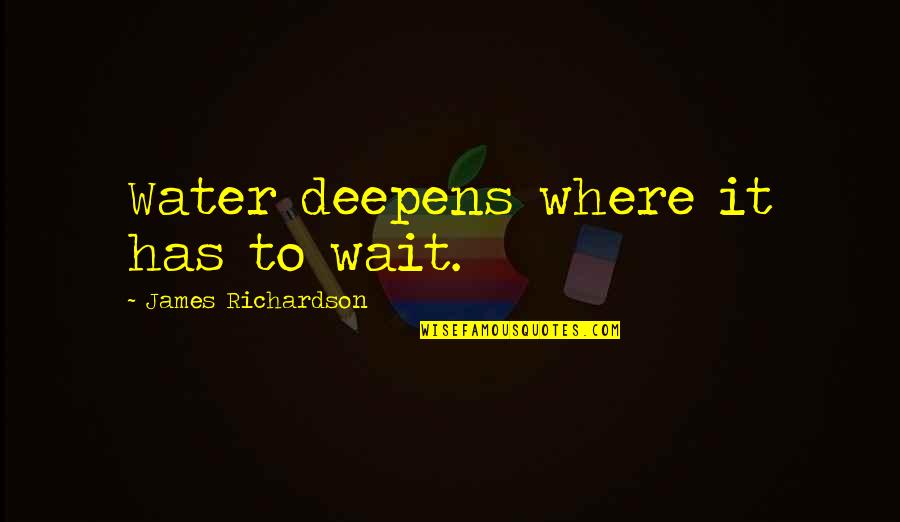 Friendship Gifts Quotes By James Richardson: Water deepens where it has to wait.