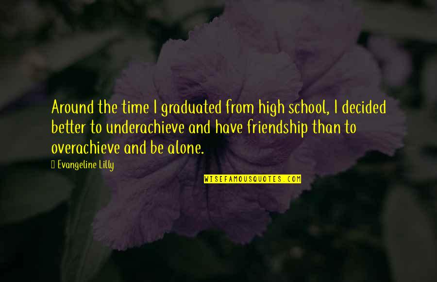 Friendship High School Quotes By Evangeline Lilly: Around the time I graduated from high school,