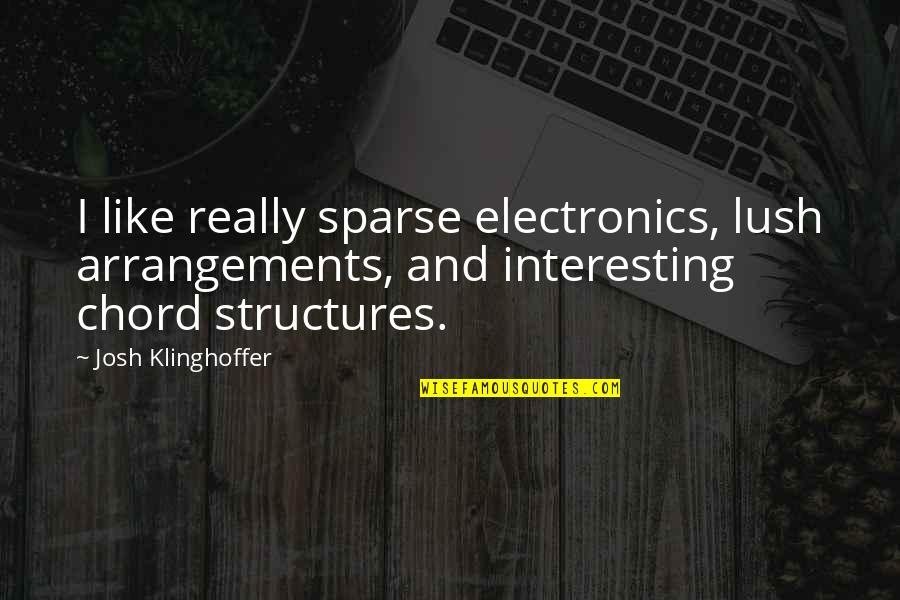 Friendship In Tamil Quotes By Josh Klinghoffer: I like really sparse electronics, lush arrangements, and Friendship In Tamil Quotes By Josh Klinghoffer: I like really sparse electronics, lush arrangements, and