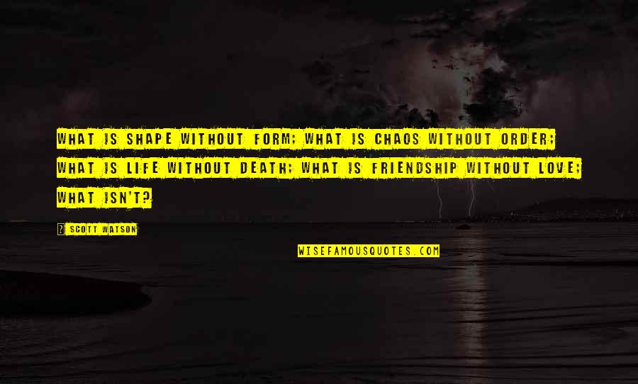 Friendship Isn't Quotes By Scott Watson: What is shape without form; What is chaos Friendship Isn't Quotes By Scott Watson: What is shape without form; What is chaos