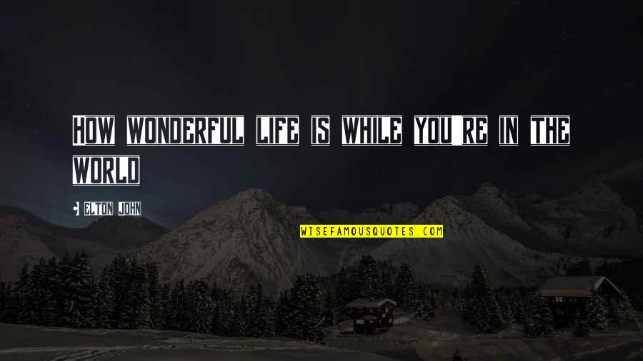 Friendship It's A Wonderful Life Quotes By Elton John: How wonderful life is while you're in the Friendship It's A Wonderful Life Quotes By Elton John: How wonderful life is while you're in the
