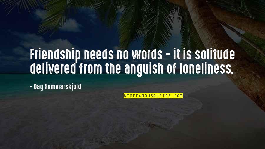Friendship Needs No Words Quotes By Dag Hammarskjold: Friendship needs no words - it is solitude