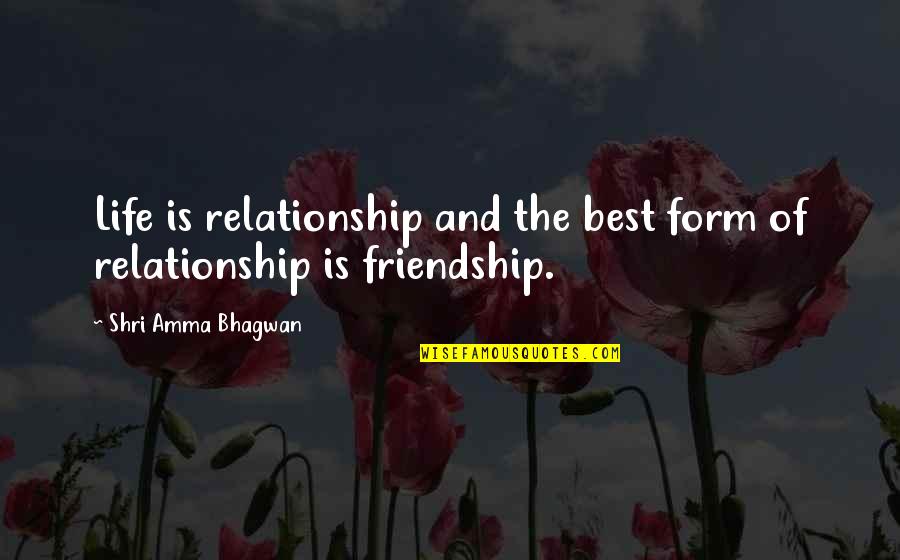 Friendship The Best Quotes By Shri Amma Bhagwan: Life is relationship and the best form of