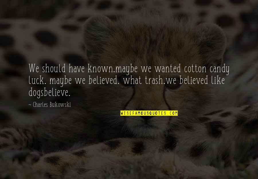 Friendship Two Sided Quotes By Charles Bukowski: We should have known.maybe we wanted cotton candy Friendship Two Sided Quotes By Charles Bukowski: We should have known.maybe we wanted cotton candy