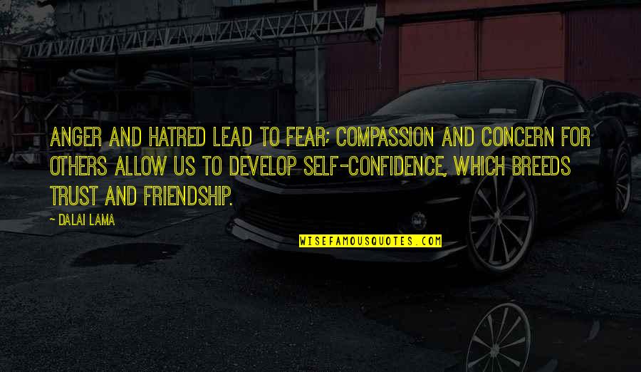 Friendship Without Trust Quotes By Dalai Lama: Anger and hatred lead to fear; compassion and
