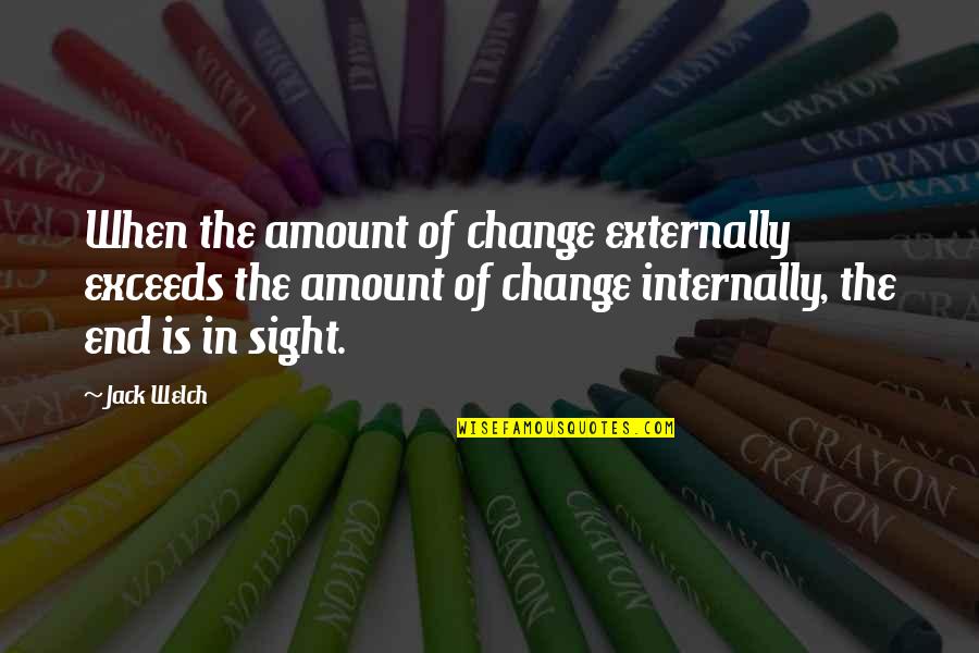 Frigg Quotes By Jack Welch: When the amount of change externally exceeds the