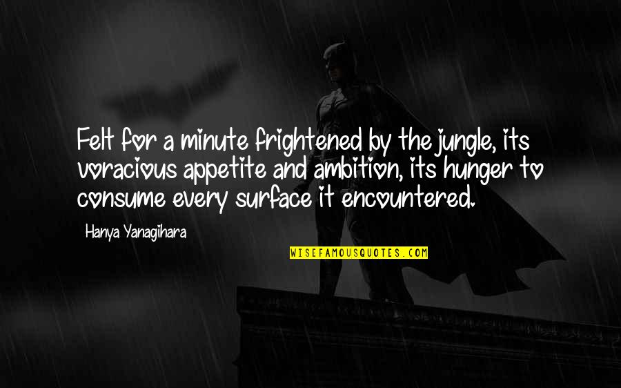 Frightened Quotes By Hanya Yanagihara: Felt for a minute frightened by the jungle,
