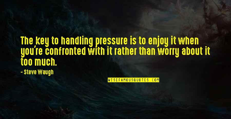 Frighteners Poster Quotes By Steve Waugh: The key to handling pressure is to enjoy Frighteners Poster Quotes By Steve Waugh: The key to handling pressure is to enjoy