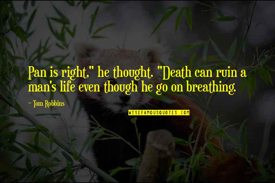 Fringer Quotes By Tom Robbins: Pan is right," he thought. "Death can ruin