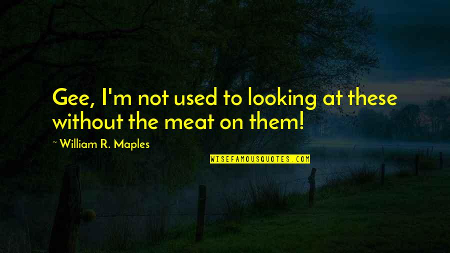 Friscia Ross Quotes By William R. Maples: Gee, I'm not used to looking at these Friscia Ross Quotes By William R. Maples: Gee, I'm not used to looking at these